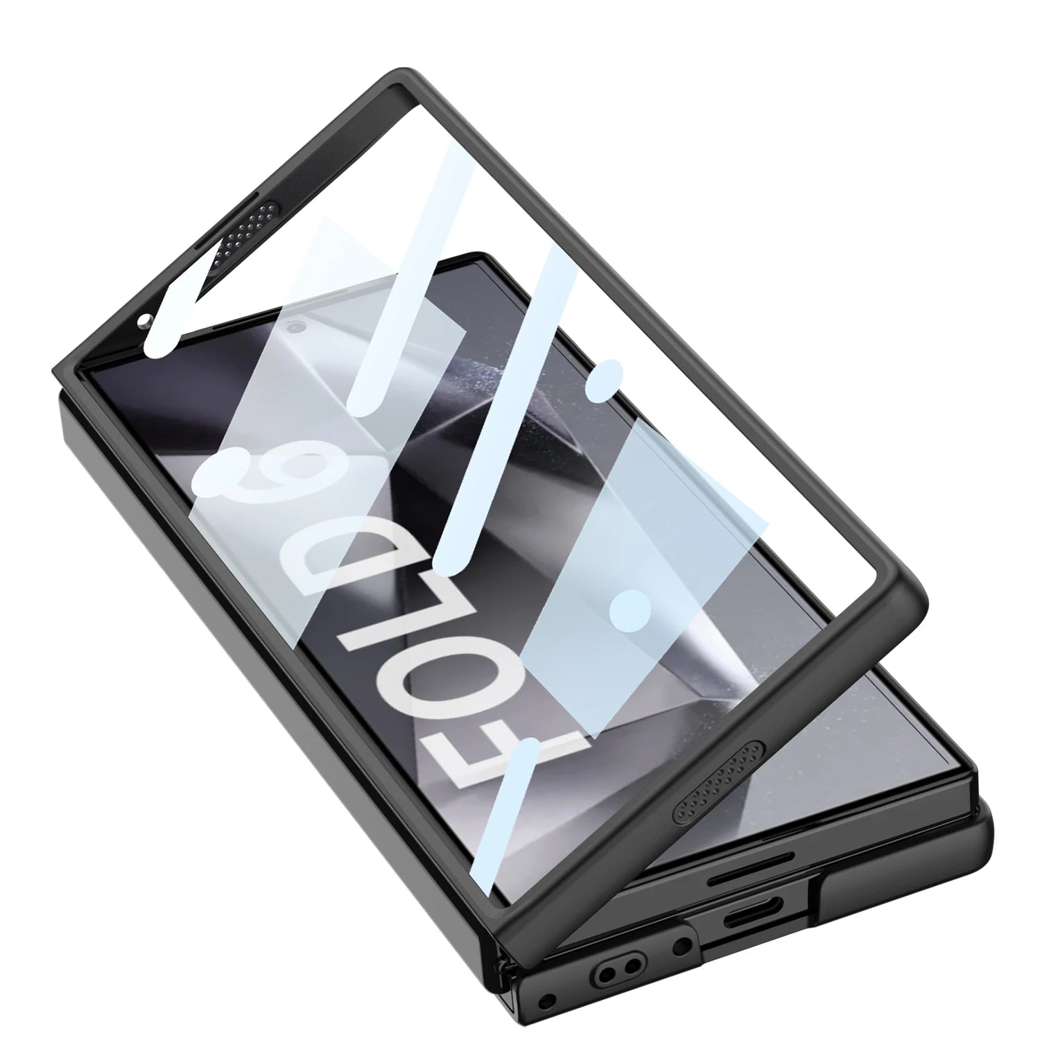 Frosted Leather Slide Lens Protective Case with Slim Glass Cover for Samsung Galaxy Z Fold 6