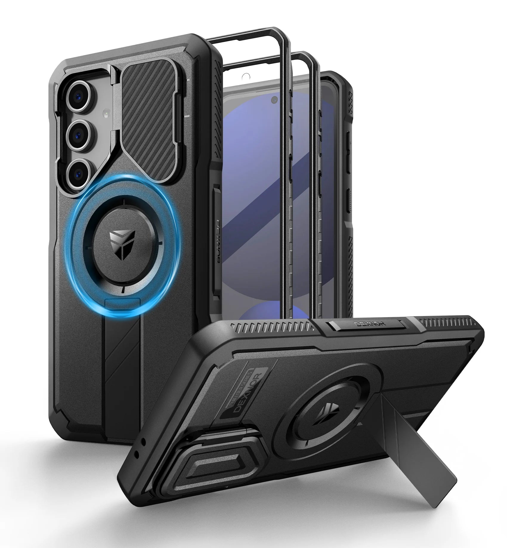 Samsung Galaxy S24 FE Rugged Shockproof Case with Camera Cover & Built-in Screen Protector