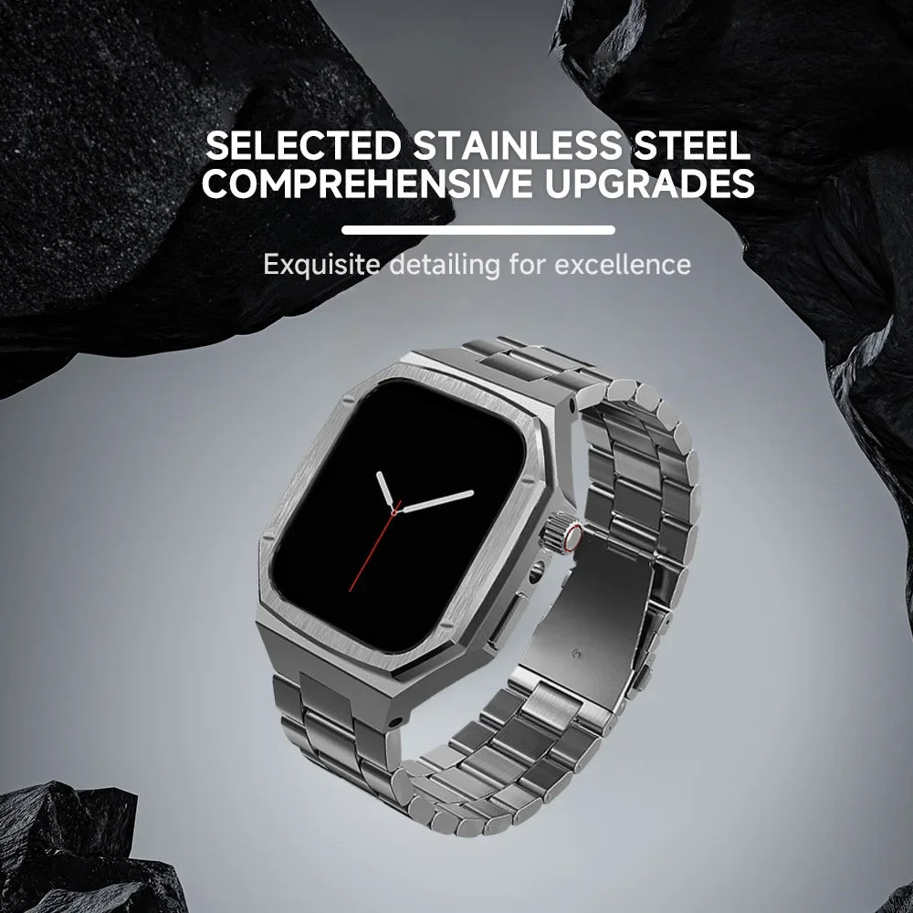 Stainless Steel Strap & Metal Frame Accessories for Apple Watch Series 10