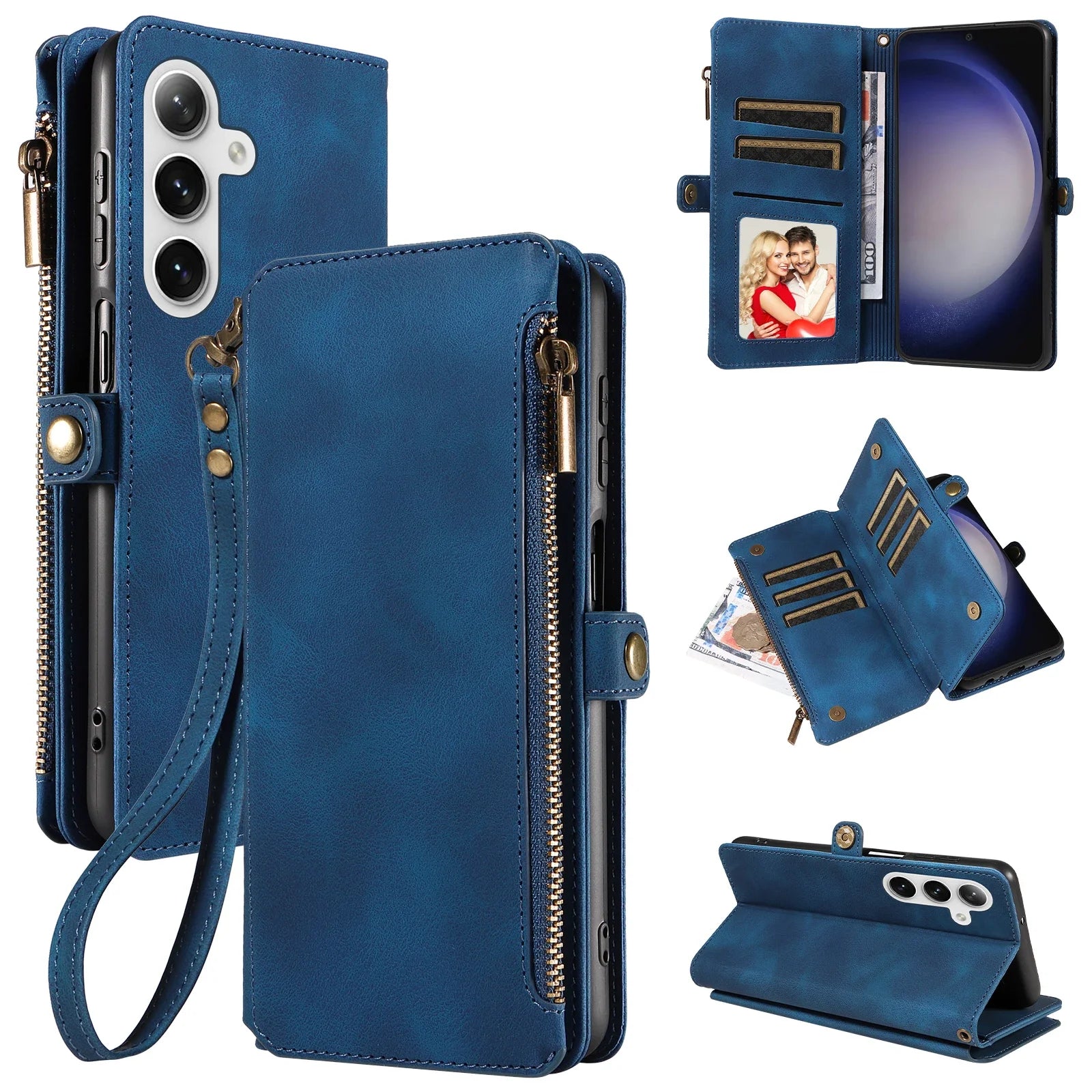 Zipper Flip Leather Wallet Case for Samsung Galaxy S25 Series