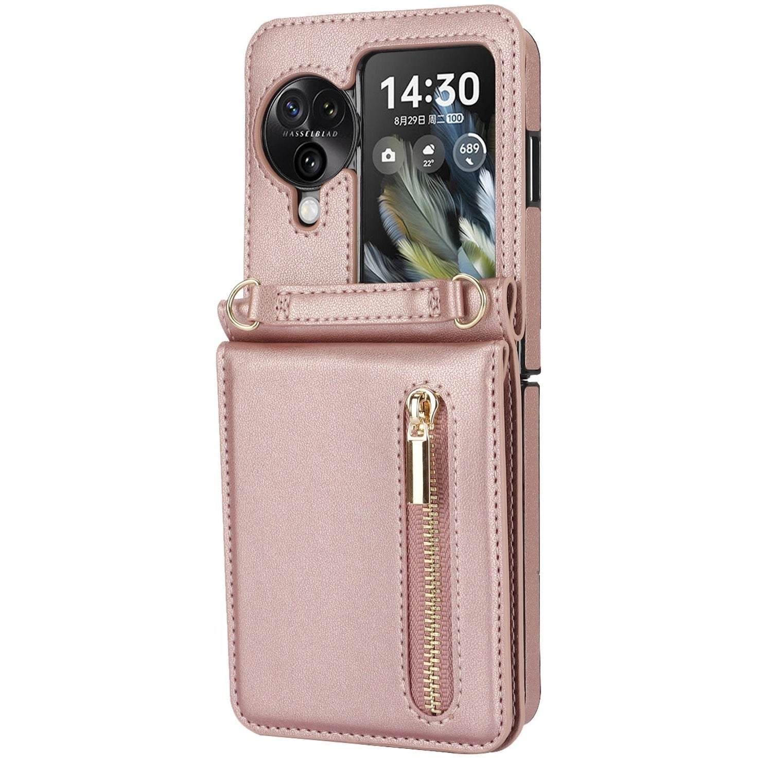 Luxury Crossbody Zipper Wallet Phone Case with Card Holder for Oppo Find N3 Flip – Stylish Convenience