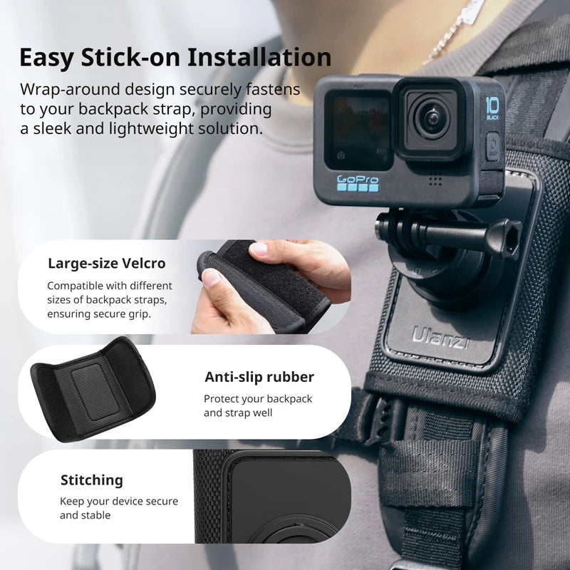 Ulanzi Go-Quick II Magnetic Backpack Clip Mount for Action Cameras and Smartphones