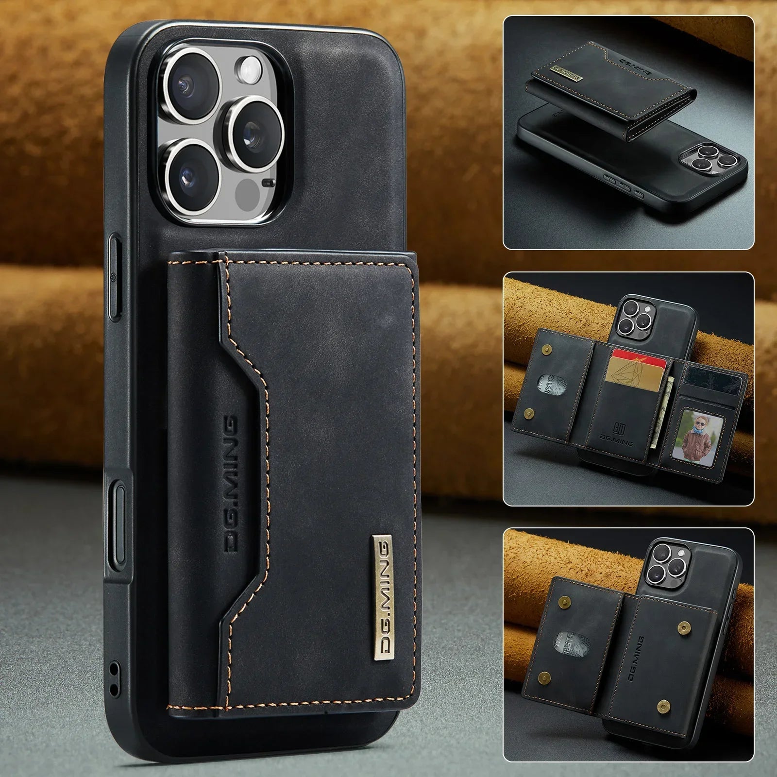 2-in-1 Detachable Magnetic PU Leather Wallet Case for iPhone 16 Series – Stylish Protection & Convenience