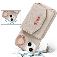 Crossbody Leather Wallet Phone Case with Card Slots and Ring Holder for iPhone 14 Series