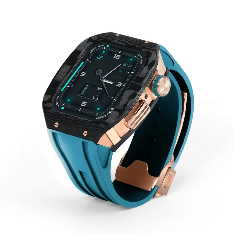 Luxury Carbon Fiber Case with Fluorine Rubber Strap for Apple Watch