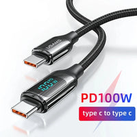 USAMS U78 100W LED Display USB-C to USB-C PD Fast Charging Cable