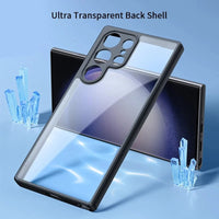 Transparent PC+TPU Back Case with Foldable Magnetic Holder for Samsung Galaxy S24 Ultra