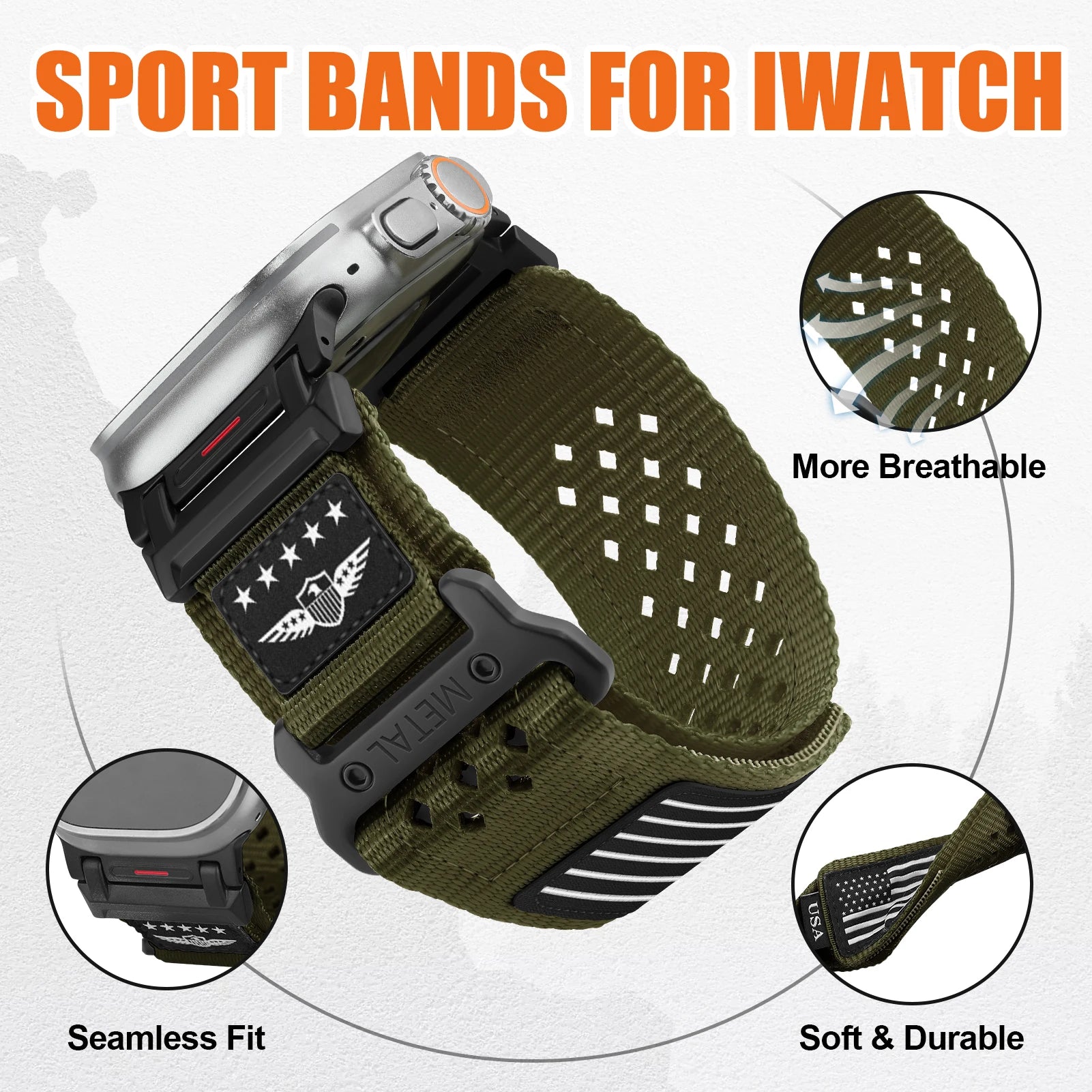 Sport Nylon Trail Loop Band for Apple Watch – Durable & Comfortable