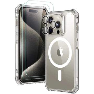 Air Armor Case Set with 2 Screen Protectors and Single Lens Protectors for iPhone 15 Pro and iPhone 15 Pro Max