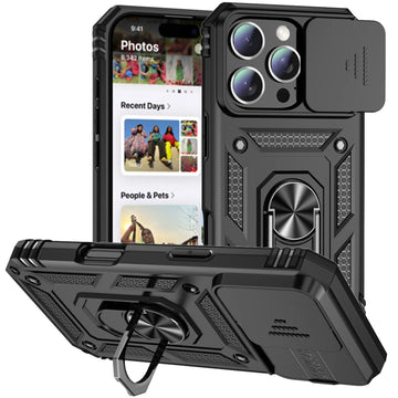 iPhone 16 Series Military-Grade Slide Lens Cover Bumper Case - Rugged & Functional