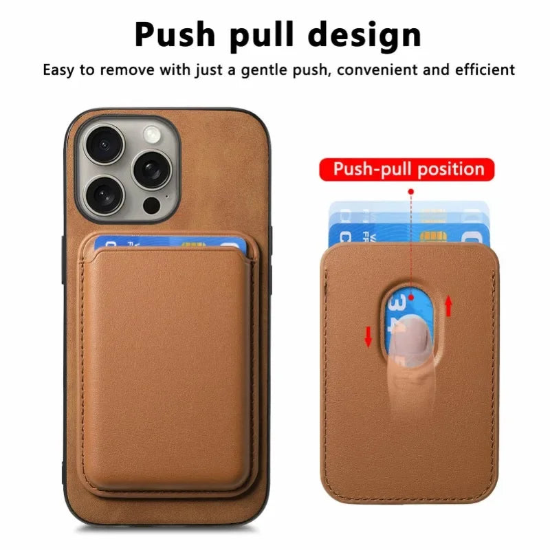 Stylish Magnetic Detachable Leather Wallet Case for iPhone 16 Series – Versatile & Chic