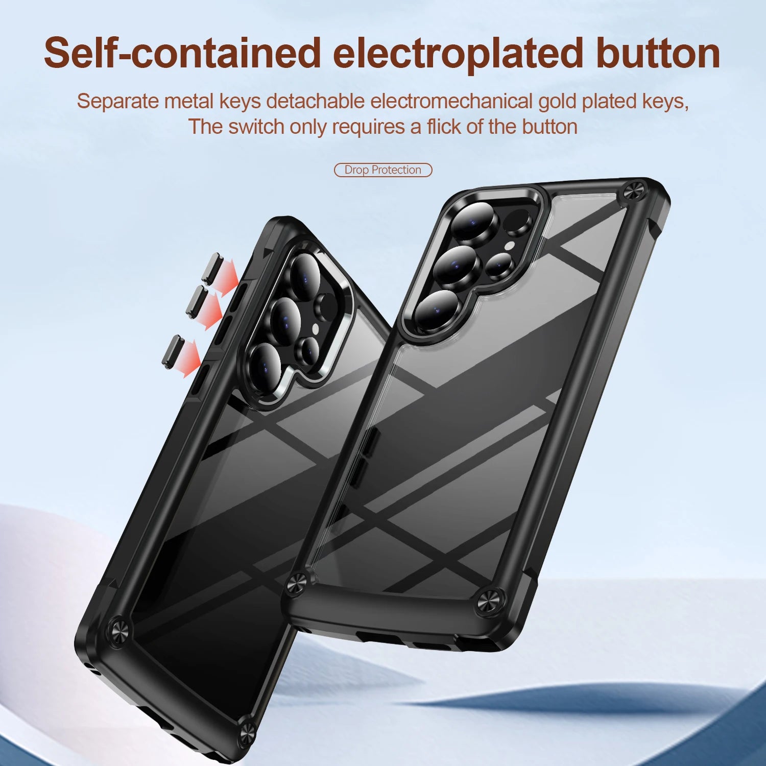 Electroplated Metal Button Armor Case for Samsung Galaxy S23 Series