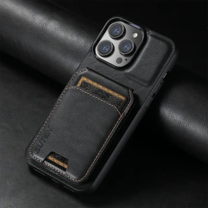 Shockproof Leather Wallet Case with Card Slots for iPhone 15 Series