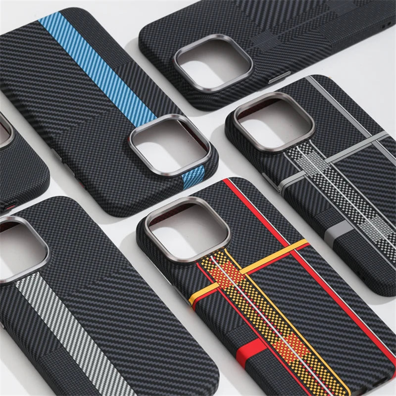 Carbon Fiber Plaid Texture MagSafe Case for iPhone 15 Series