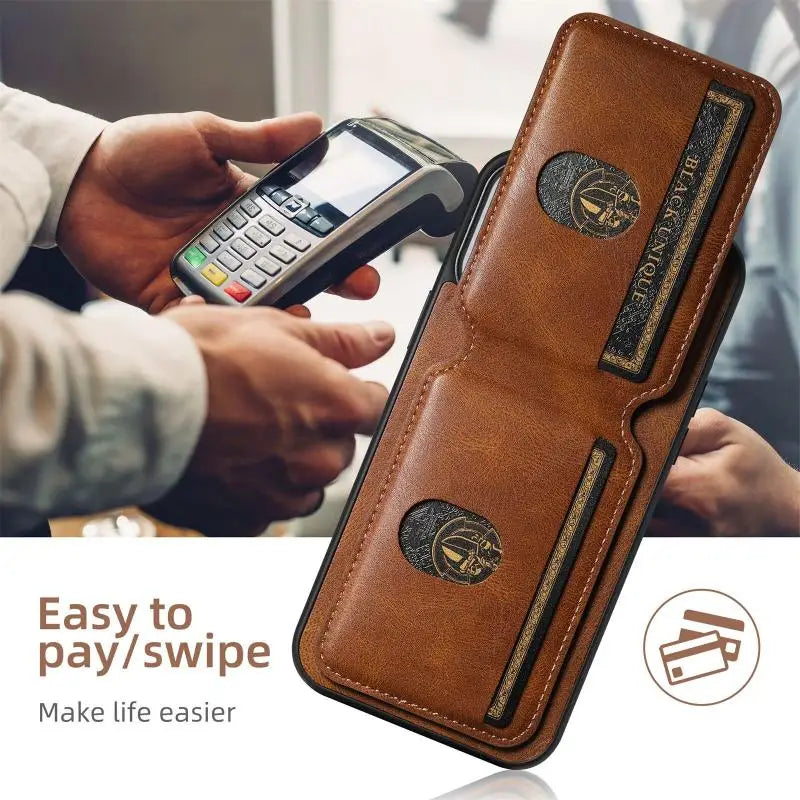 Shockproof Leather Wallet Case with Card Slots for iPhone 16 Series