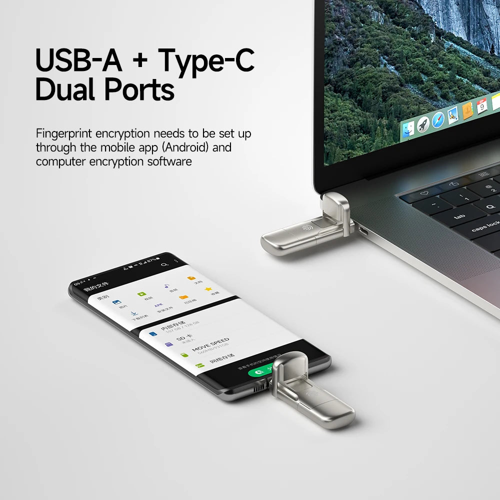 MOVESPEED USB3.2 Solid State Pendrive with AES256 & Fingerprint Encryption