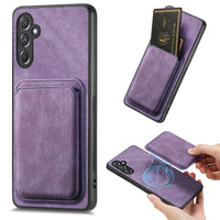 2-in-1 Magnetic Card Holder Detachable Vintage Leather Case for Samsung Galaxy A55