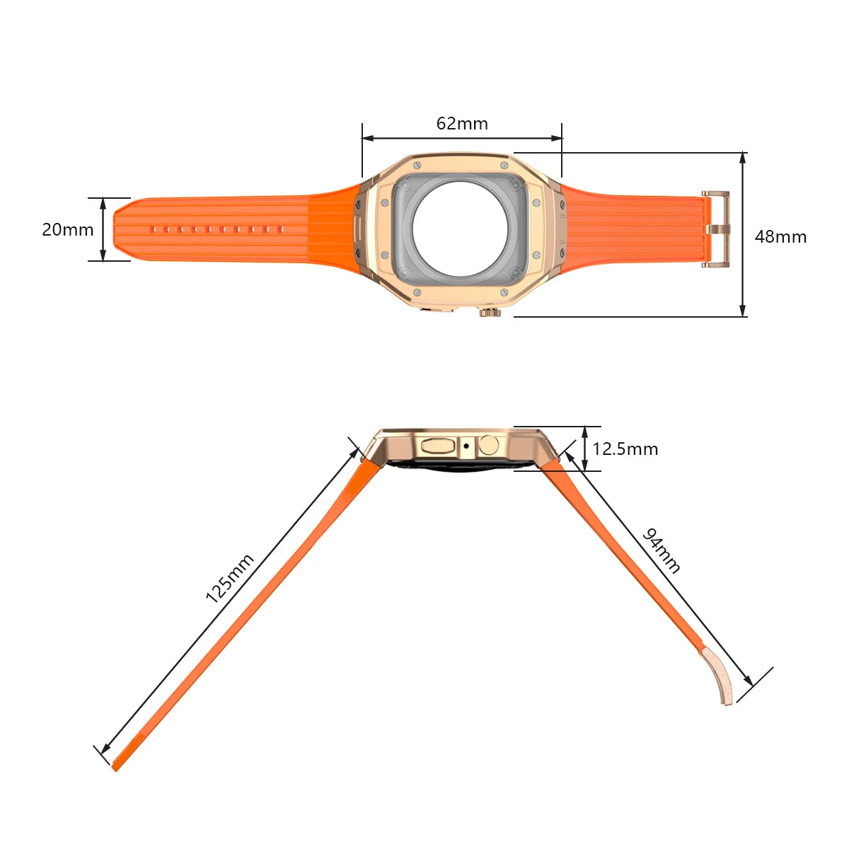 Luxury Metal Case & TPU Strap Modification Kit for Apple Watch