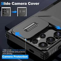 Rugged Armor Shockproof Slide Push Window TPU Frame Hard Plastic Back Case for Samsung Galaxy S23 Seriess