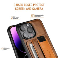 Shockproof Leather Case with Wrist Strap for iPhone 16 Series