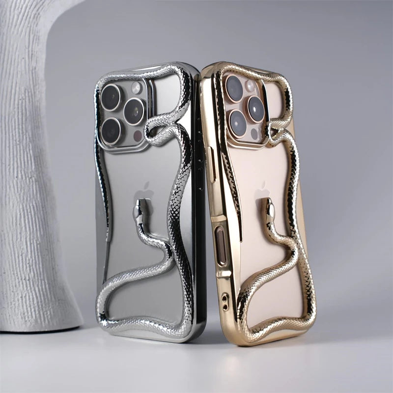 Electroplated 3D Snake Bumper Case for iPhone 16 Series