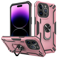 Carbon Fiber Armor Shockproof Phone Case with Ring Holder Stand for iPhone 14 Series