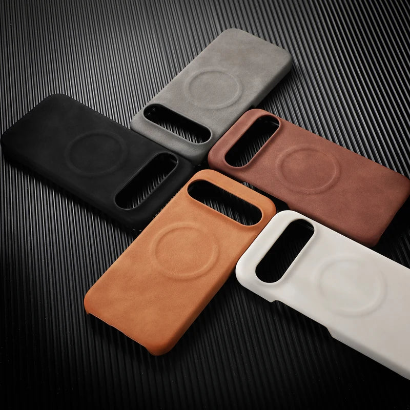 Ultra-Thin Magnetic Matte PU Leather Case for Google Pixel 9 Series