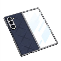 Electroplated Leather Folding Case with Tempered Glass for Samsung Galaxy Z Fold 6