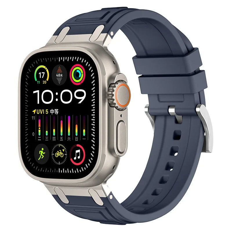 Silicone and Metal Hybrid Strap for Apple Watch Ultra