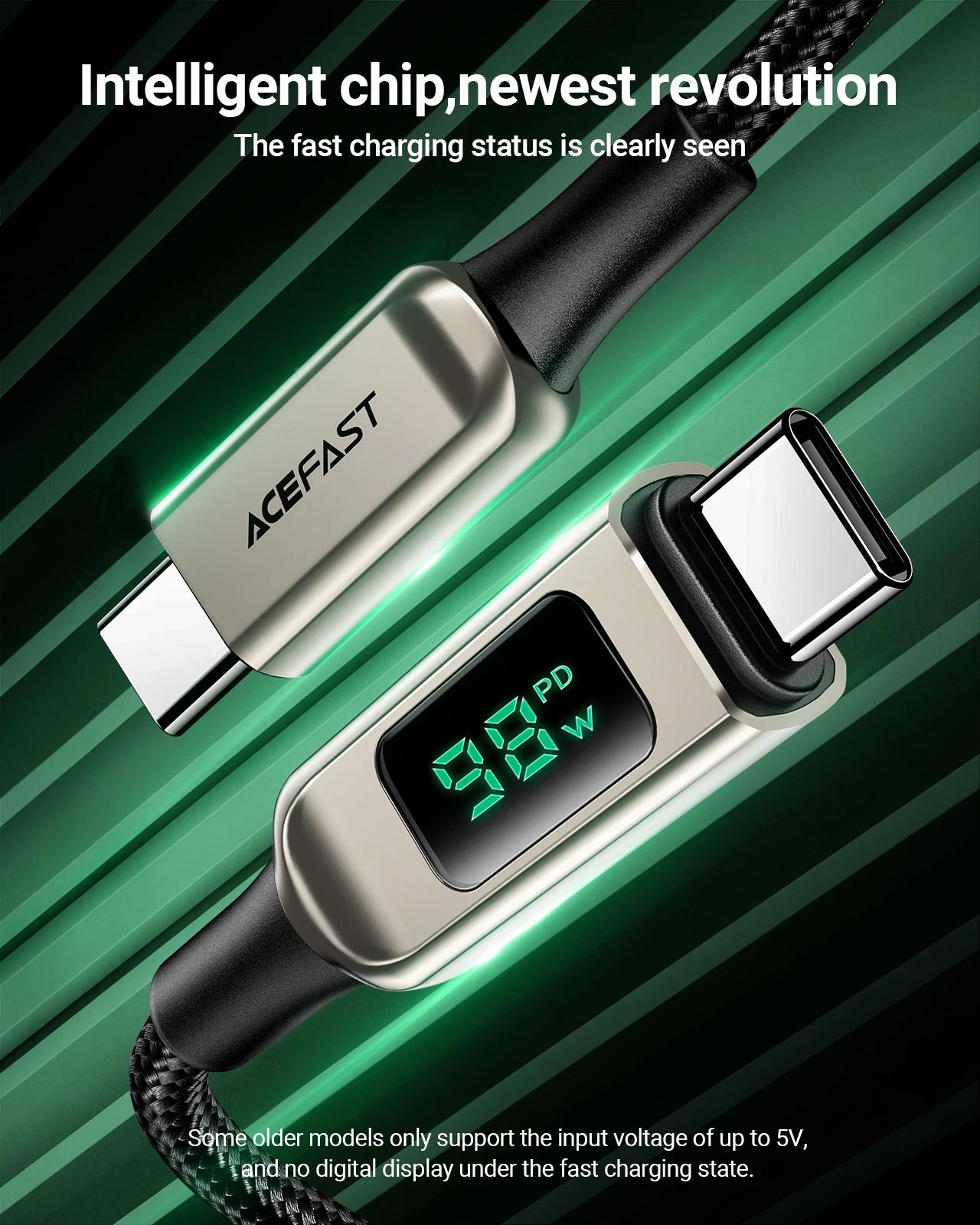 ACEFAST 100W USB-C to USB-C Fast Charging Cable with LED Display