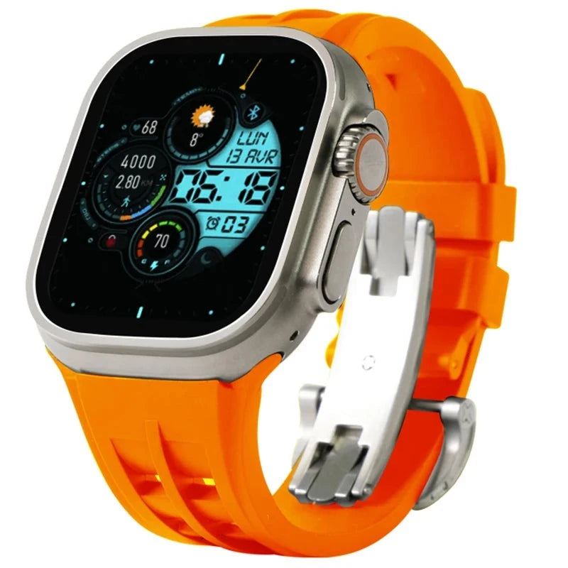 Breathable Soft Silicone Strap with Fold Buckle for Apple Watch