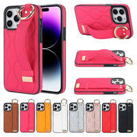Ring Wrist Strap Leather Case for iPhone 15 Series