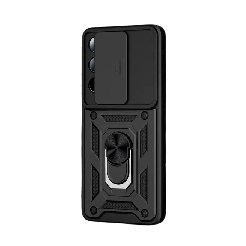 Shockproof Armor Case with Slide Camera Lens Protection and Ring Stand for Realme C65