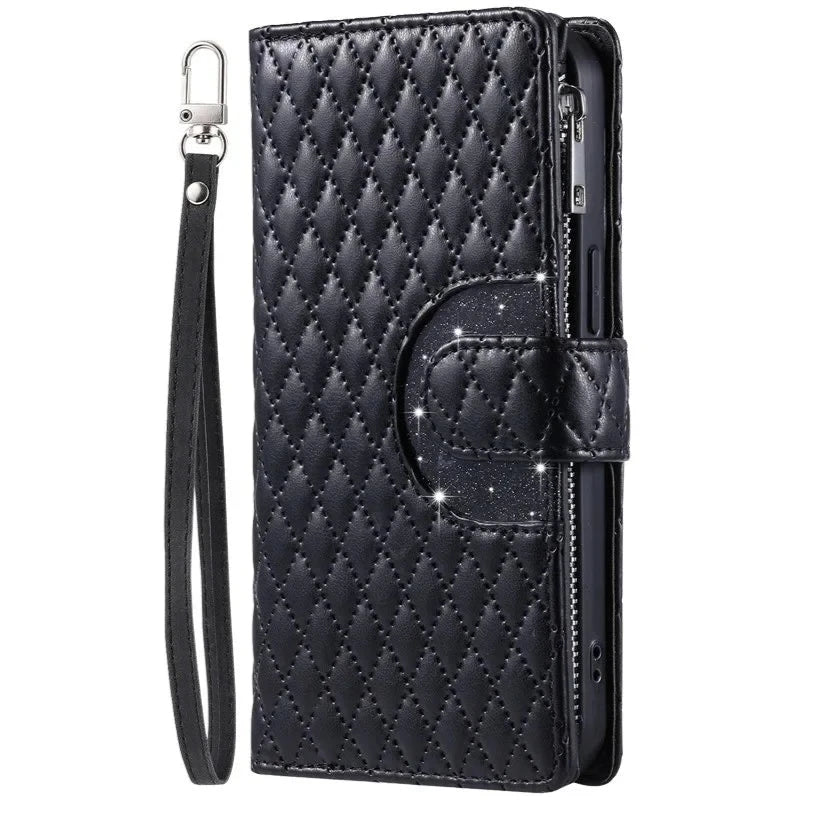 Zipper Wallet Flip Leather Phone Case with Long Lanyard for Samsung Galaxy S24 Series