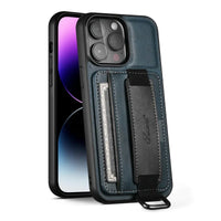 Shockproof Leather Case with Wrist Strap for iPhone 16 Series