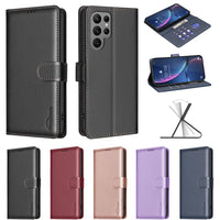 Business Cards Slot Wallet Flip Litchi Leather Case for Samsung Galaxy S23 Series