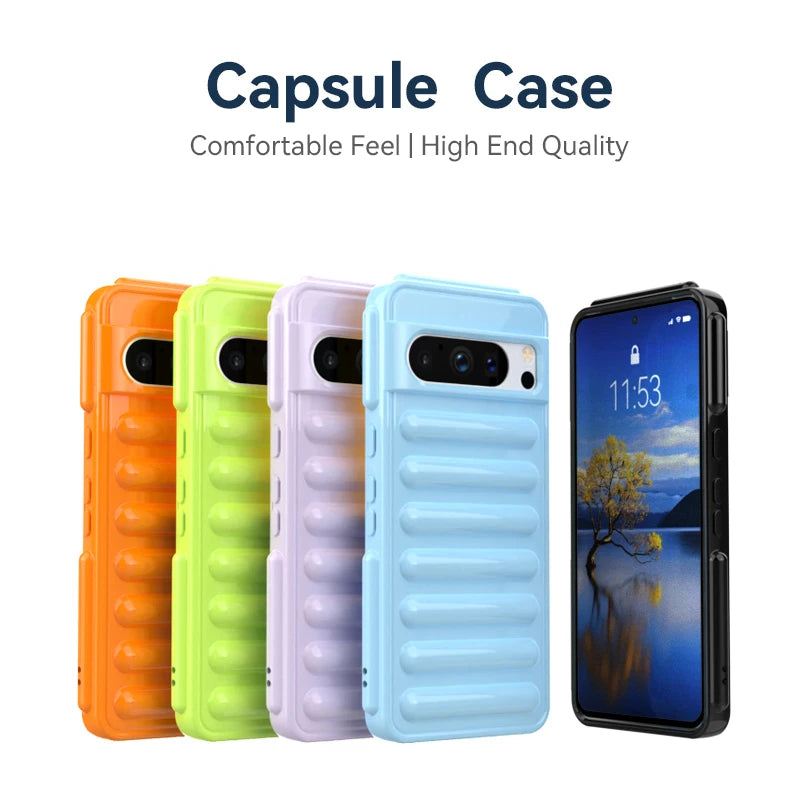 3D Pill Capsule Transparent Soft TPU Shockproof Anti-Drop Protective Phone Case for Google Pixel 8 Series