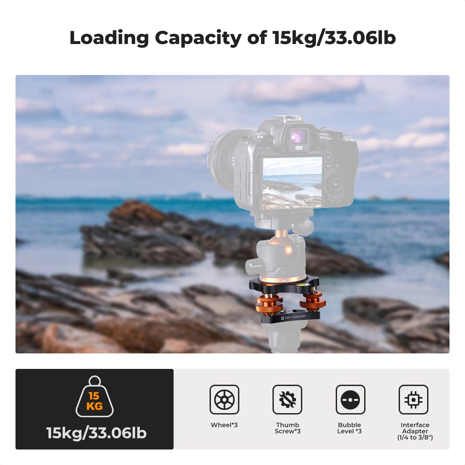 K&F Concept Tripod Leveler with 3-Axis Bubble Level