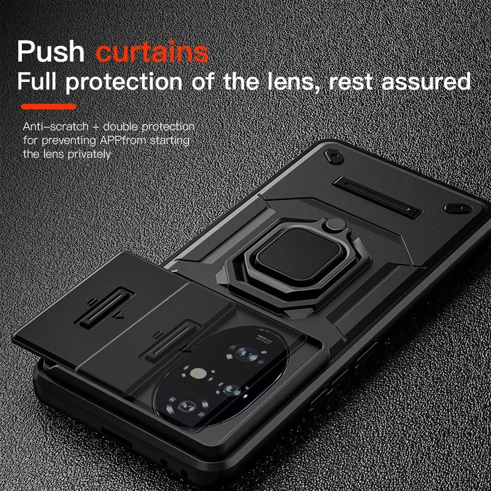 Shockproof Slide Push-Pull Camera Lens Protection Ring Stand Phone Case for Honor 200 Series
