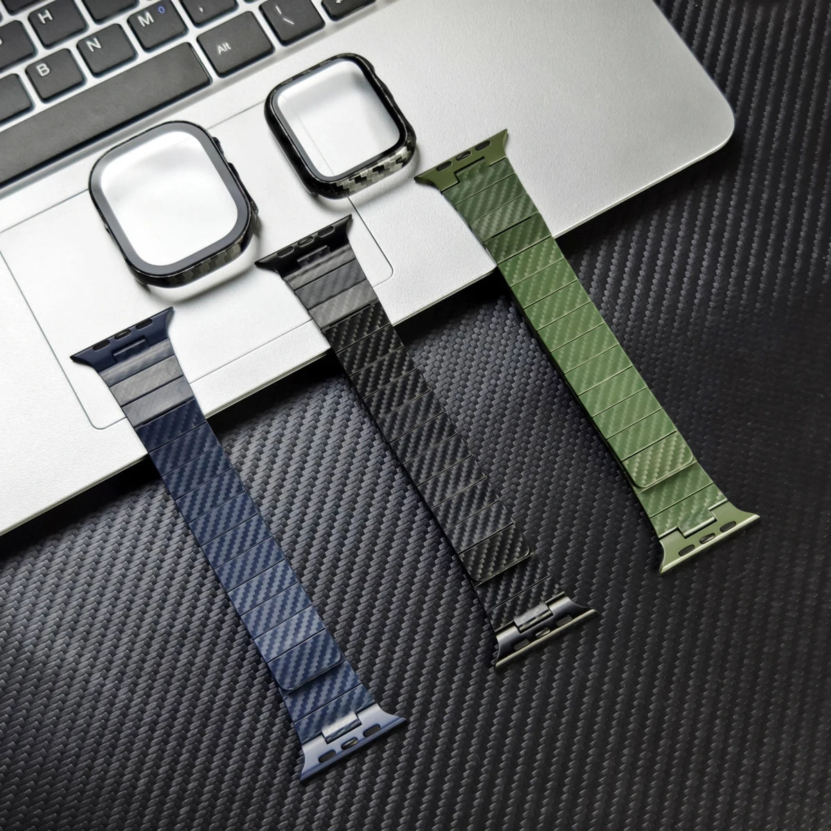 Carbon Fiber Magnetic Strap with PC Case for Apple Watch