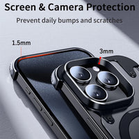 Sleek Frameless Aluminum Alloy MagSafe Case with Kickstand for iPhone 15