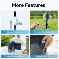 TELESIN Bluetooth Selfie Stick Phone Camera Hand Grip with Remote Control