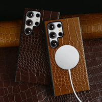 Luxury Genuine Leather Magnetic Case for Samsung Galaxy S23 Series