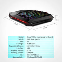 Delux T9 Plus Single-handed Mechanical Gaming Keyboard