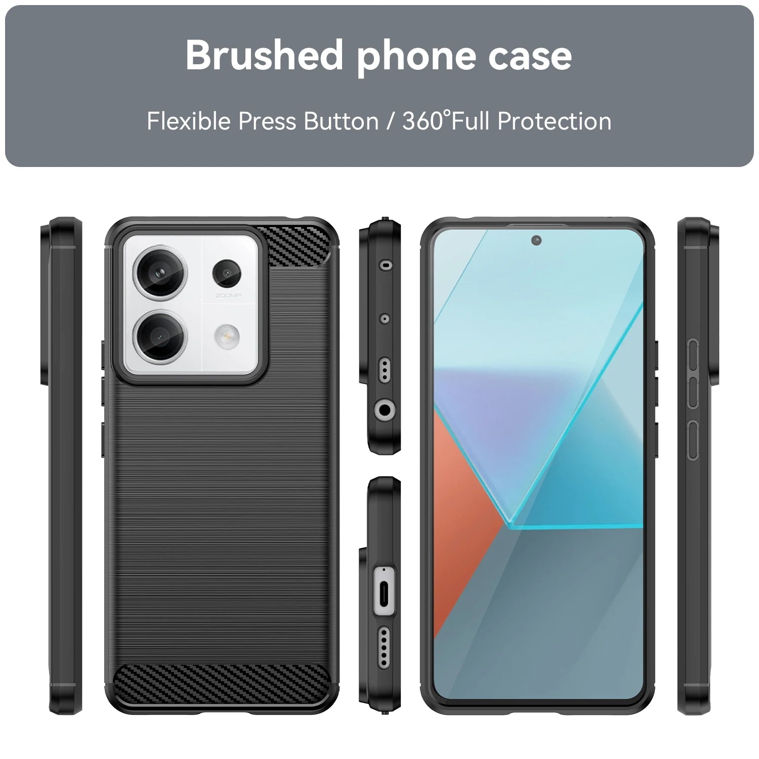 Luxury Brushed Fiber Texture Shockproof Soft TPU Silicone Phone Case for Xiaomi Redmi Note 13 Series