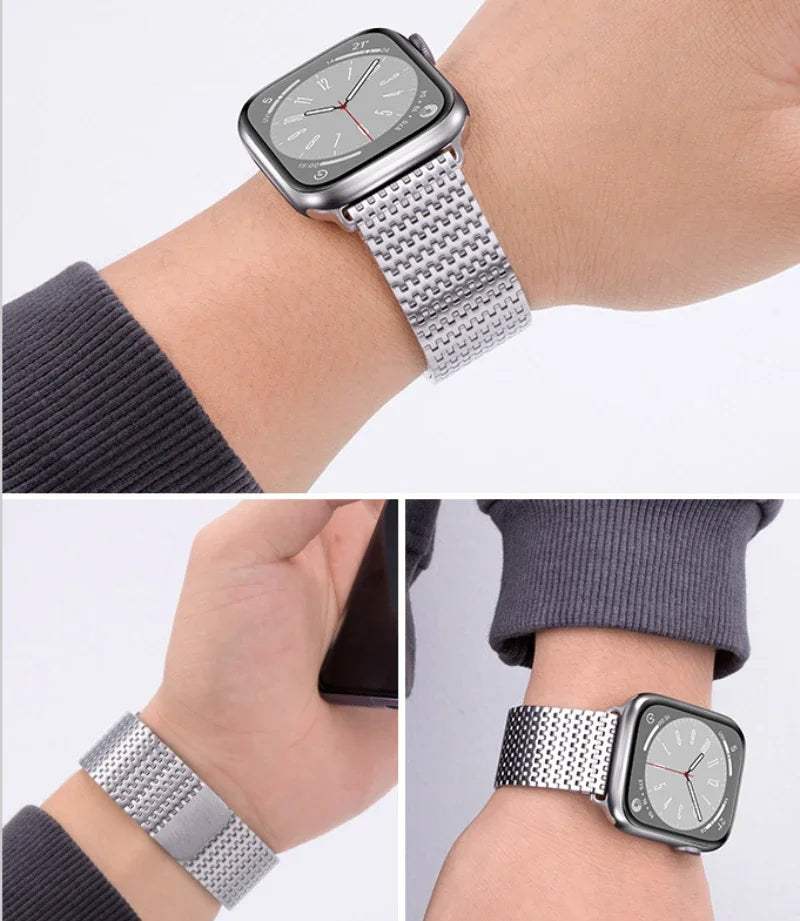 Milanese Stainless Steel Loop Strap for Apple Watch with Magnetic Clasp