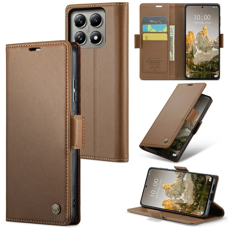 Retro Magnetic Leather Wallet Case for Xiaomi 14T Series