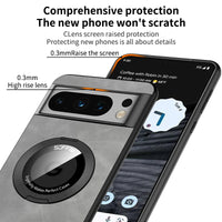 Magnetic Skin Leather Matte Case with Wireless Charging Ring for Google Pixel 8 Series