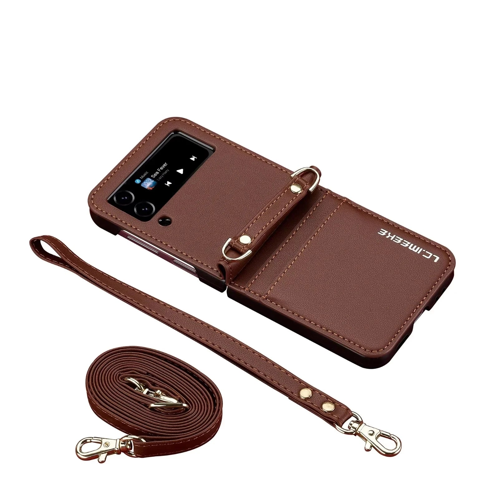 Crossbody Leather Wallet Case for Samsung Galaxy Z Flip 5