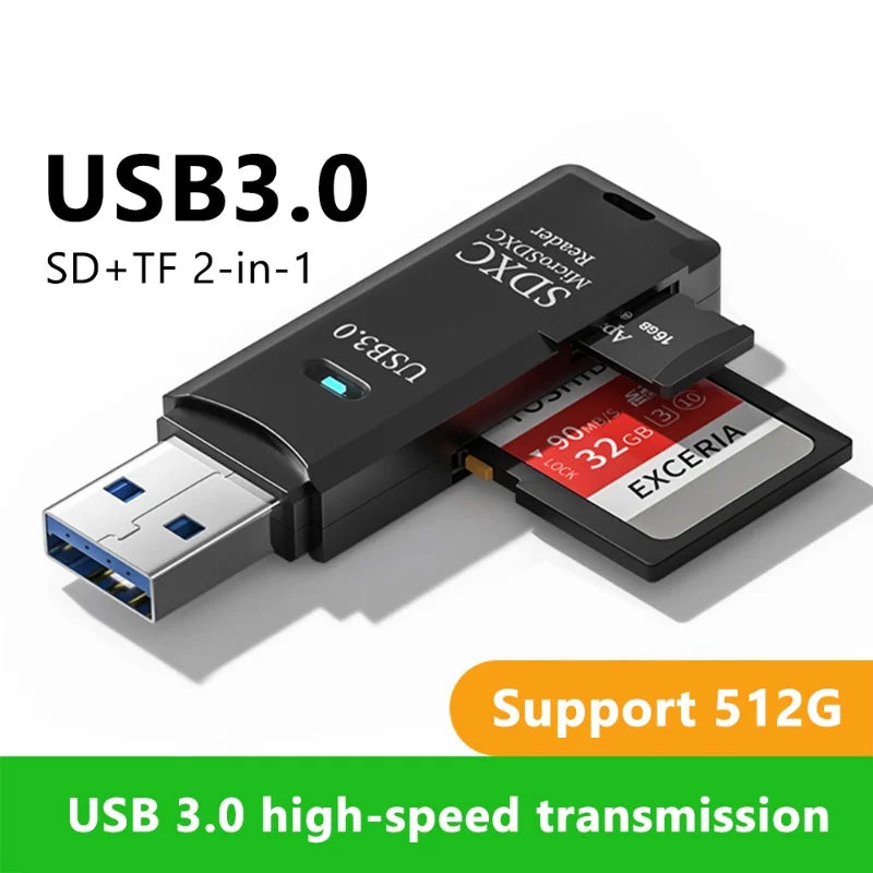 Cohai High Speed 2-in-1 USB 3.0 Multi Card Reader